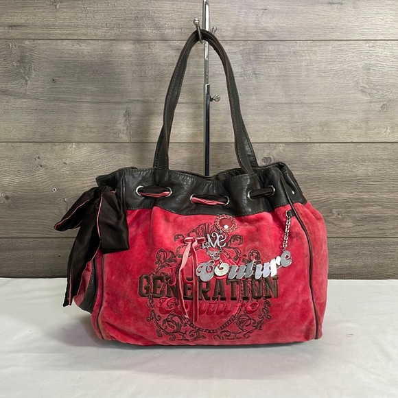 Juicy Couture Handbags - RARE VINTAGE It Girl Y2K Juicy Couture Generation Bag Pink Velour